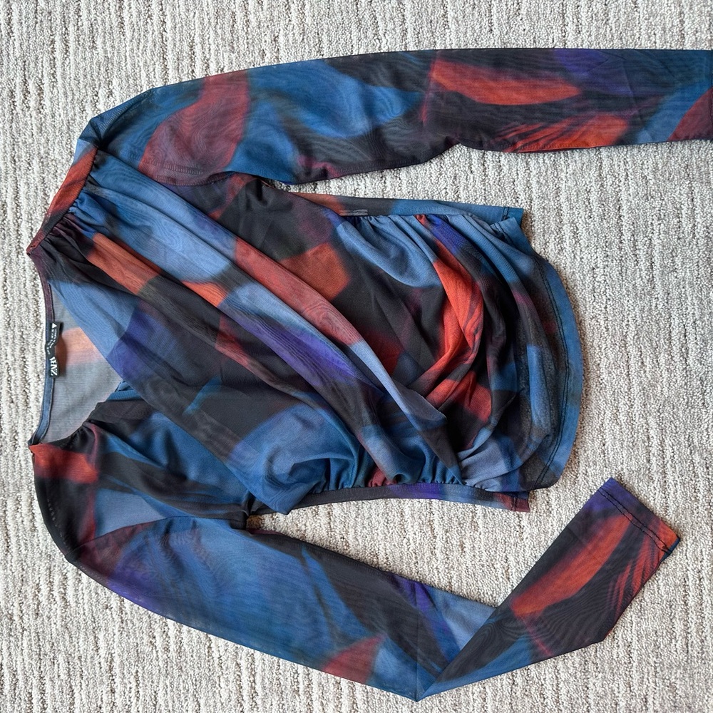 Zara Multicolor Sheer Blouse